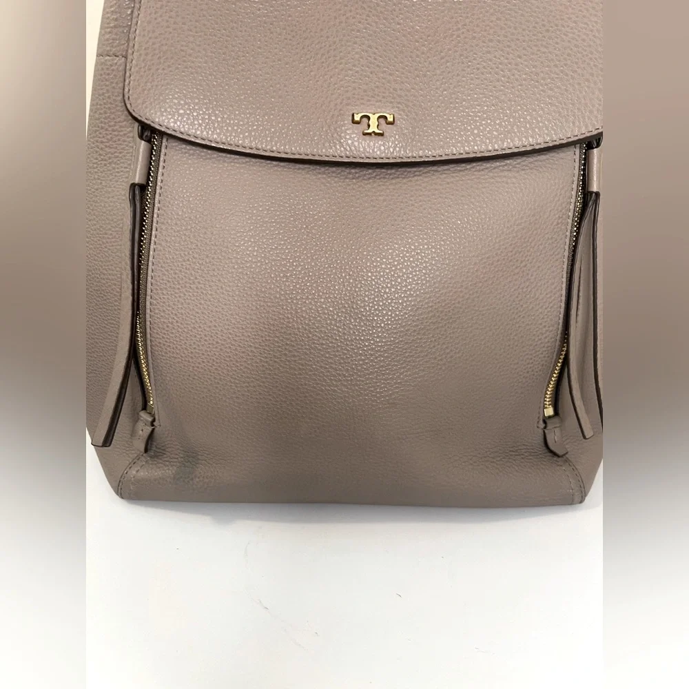 Tory Burch women’s half moon gray leather tote - Picture 2 of 16